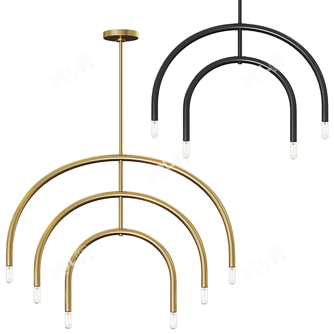 Elegant Hadden Pendant Lighting Duo 3D model image 1