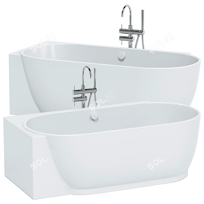 Duravit Luv Corner Bathtub with Flawless Panel 3D model image 1