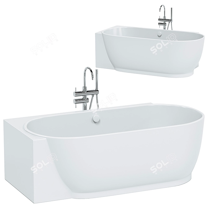 Duravit Luv Corner Bathtub with Flawless Panel 3D model image 2