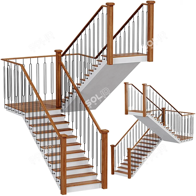 Realistic Modern Stair Collection 3D model image 1