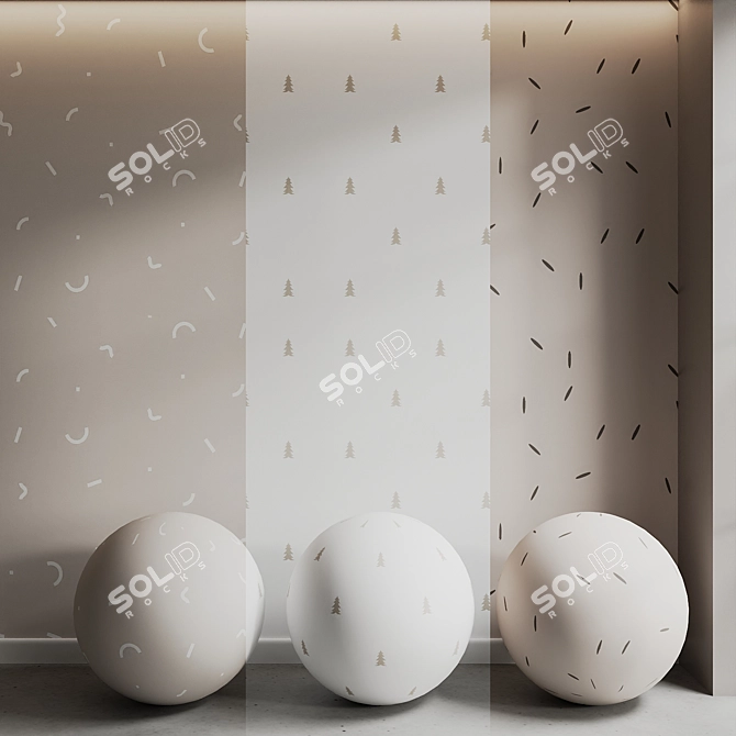 Custom Textured Kids Wallpaper Set 3D model image 1