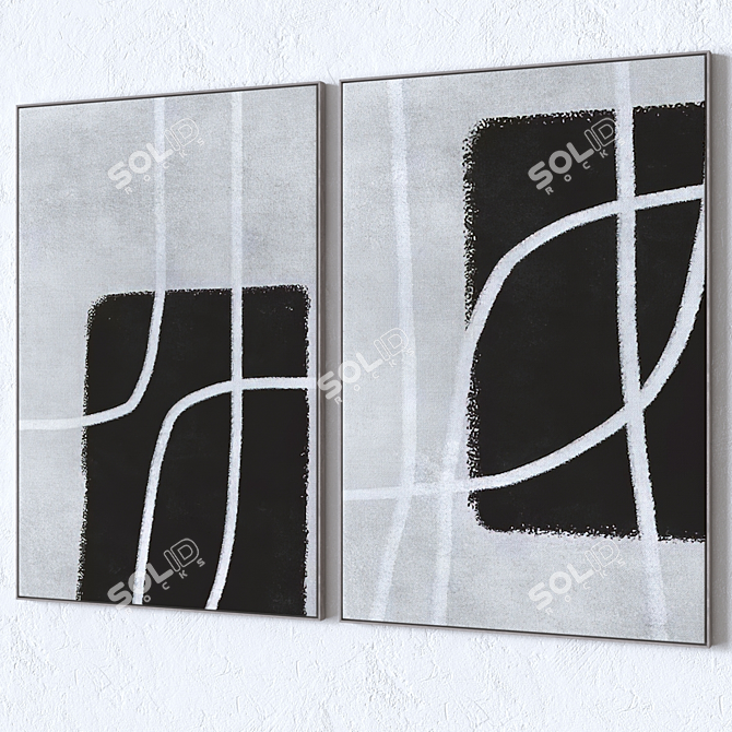 Large Wall Art Set Decor 3D model image 2