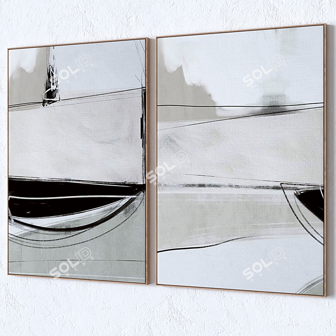  Modern Wall Paintings Set 4 3D model image 2