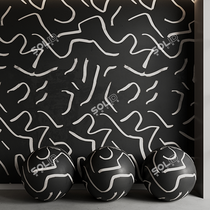 Artistic Brush Strokes Mural Set 3D model image 2