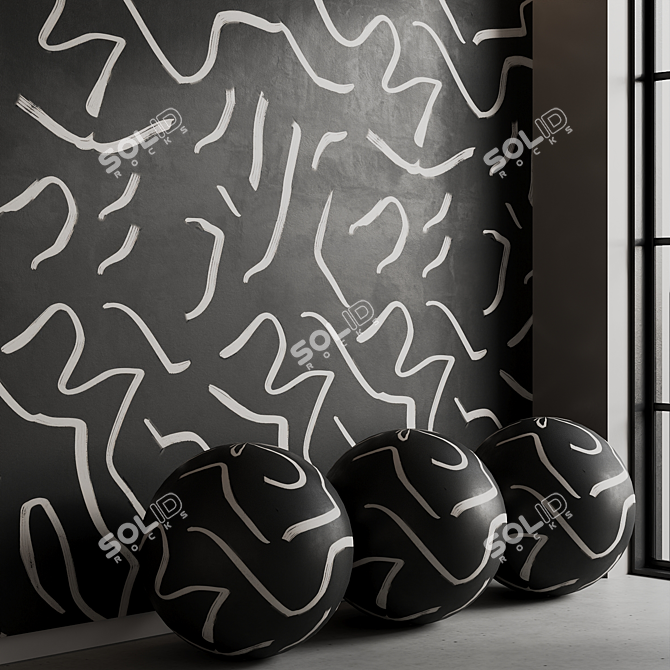 Artistic Brush Strokes Mural Set 3D model image 3