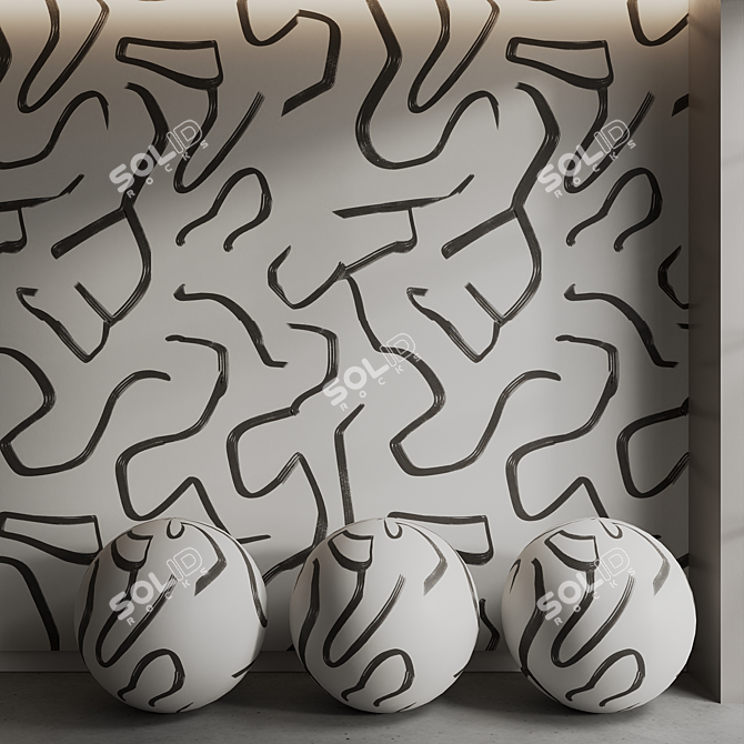 Artistic Brush Strokes Mural Set 3D model image 4