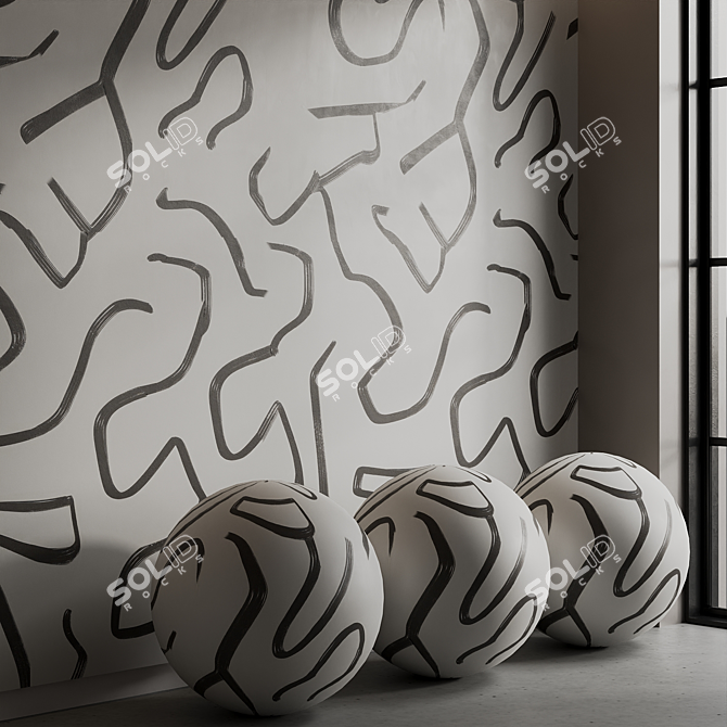 Artistic Brush Strokes Mural Set 3D model image 5