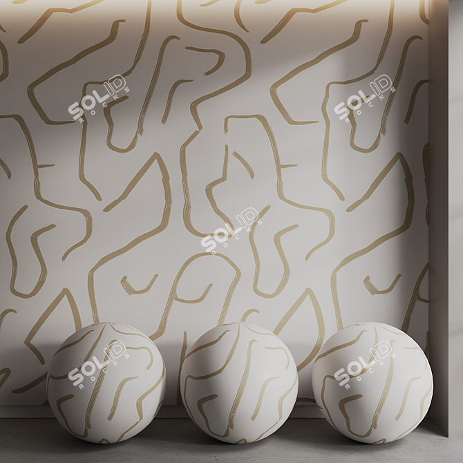 Artistic Brush Strokes Mural Set 3D model image 6