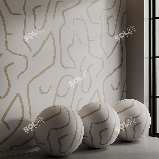 Artistic Brush Strokes Mural Set 3D model image 7