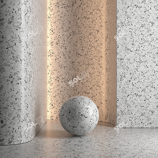 Seamless Terrazzo Marble Texture Set 3D model image 7