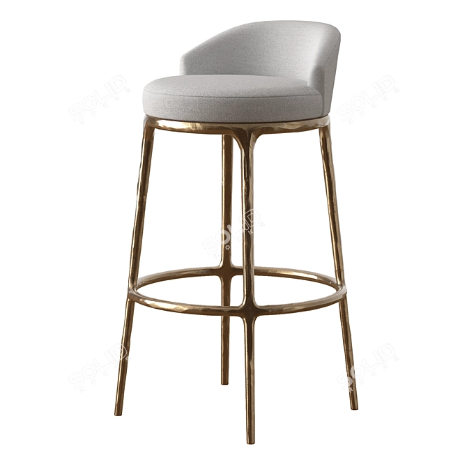 Stylish Swivel Fabric Barstool 3D model image 1