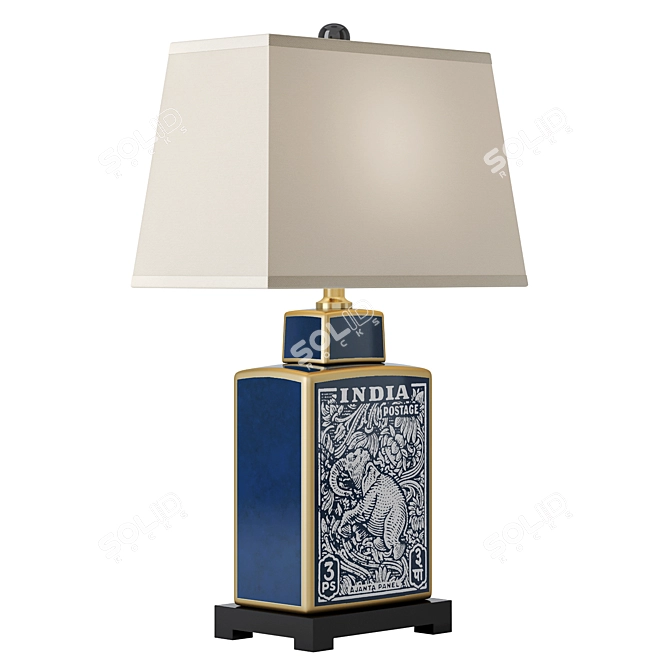 Blue Elephant Table Lamp Unique 3D model image 2