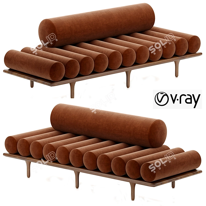 Modern Tacchini Five to Nine Bench 3D model image 5