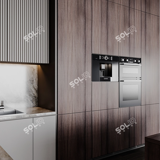 Adjustable Modern Kitchen Unit 3D model image 3