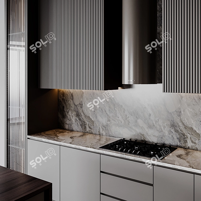 Adjustable Modern Kitchen Unit 3D model image 4