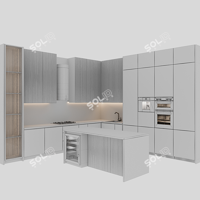 Adjustable Modern Kitchen Unit 3D model image 6