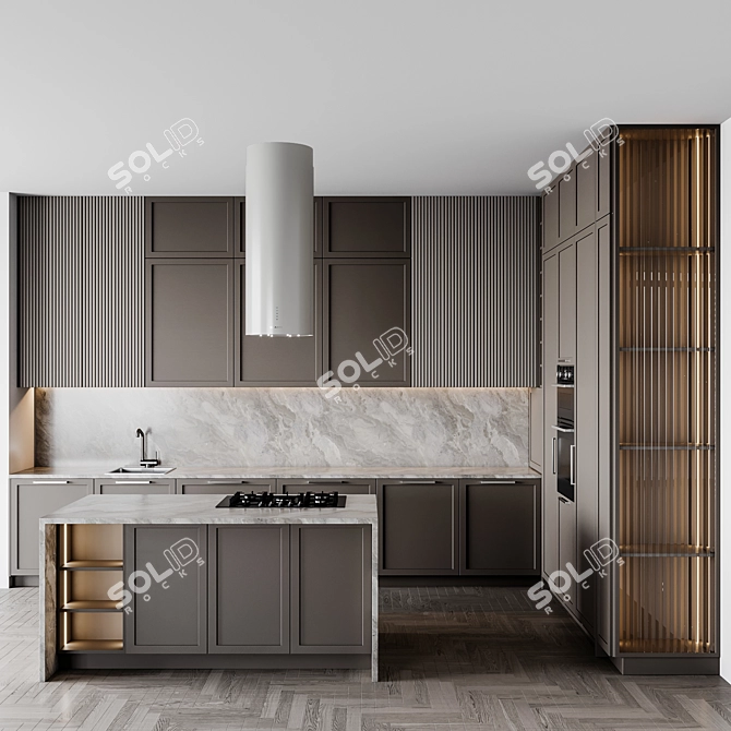 Adjustable Neoclassic Kitchen Set 3D model image 1