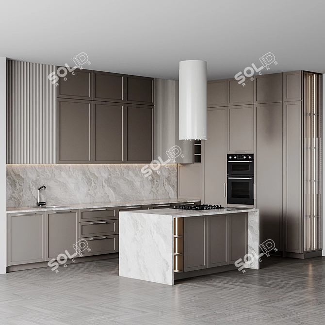 Adjustable Neoclassic Kitchen Set 3D model image 2