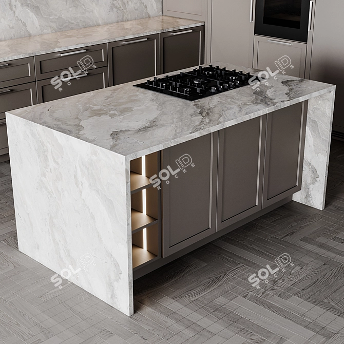 Adjustable Neoclassic Kitchen Set 3D model image 5