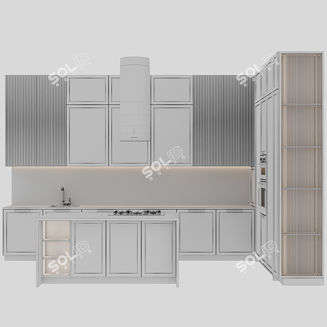 Adjustable Neoclassic Kitchen Set 3D model image 8