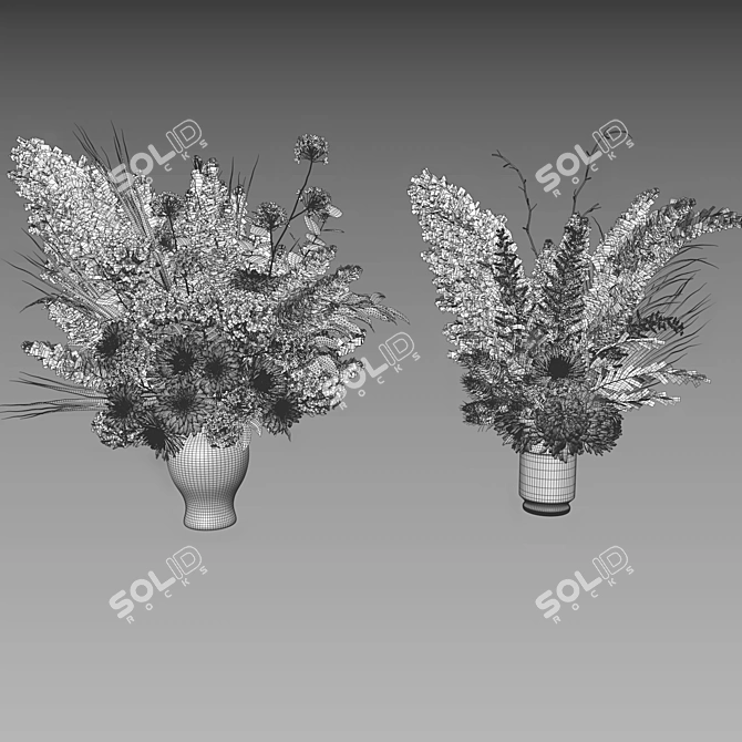 Elegant Flower Set 063 with Chrysanthemum & Dahlia 3D model image 7