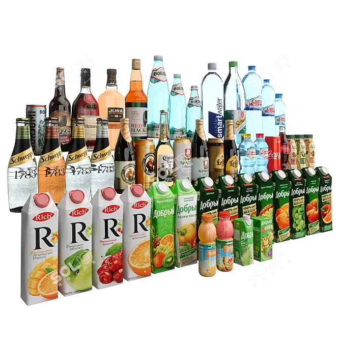 Diverse Beverage Collection 3D model image 1