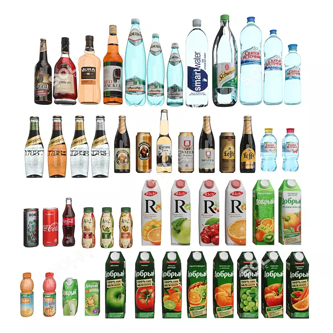 Diverse Beverage Collection 3D model image 2