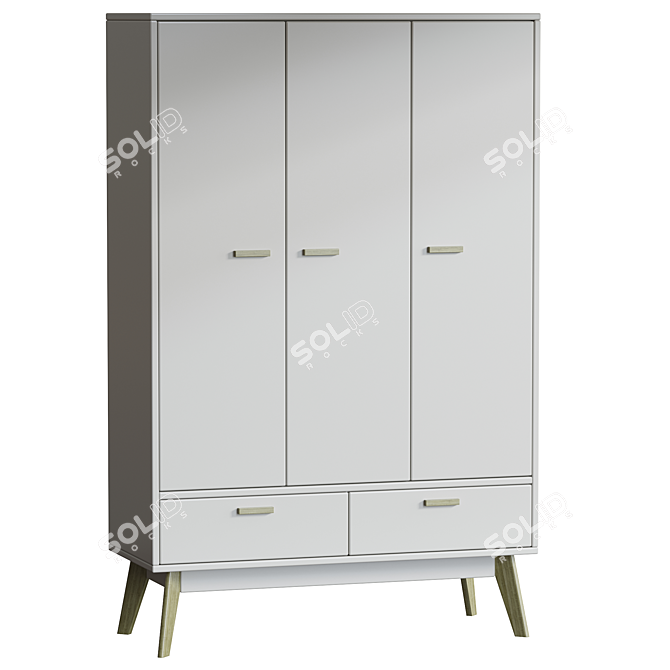 Nordic-3 Light Wardrobe Cabinet 3D model image 1