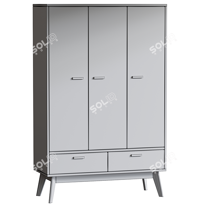 Nordic-3 Light Wardrobe Cabinet 3D model image 4