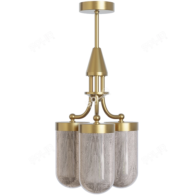 Hand Blown Glass Brass Chandelier 3D model image 1