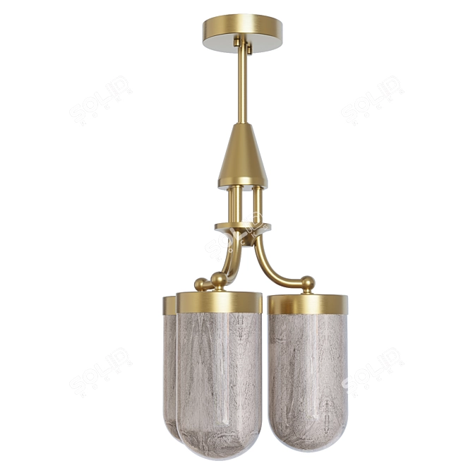 Hand Blown Glass Brass Chandelier 3D model image 2