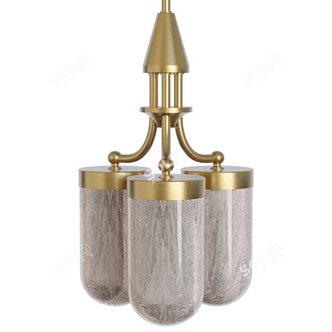 Hand Blown Glass Brass Chandelier 3D model image 3