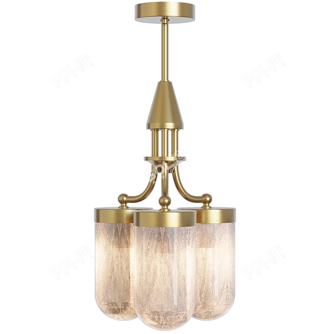 Hand Blown Glass Brass Chandelier 3D model image 4