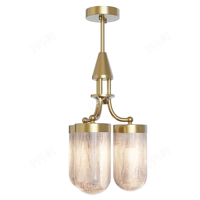 Hand Blown Glass Brass Chandelier 3D model image 5