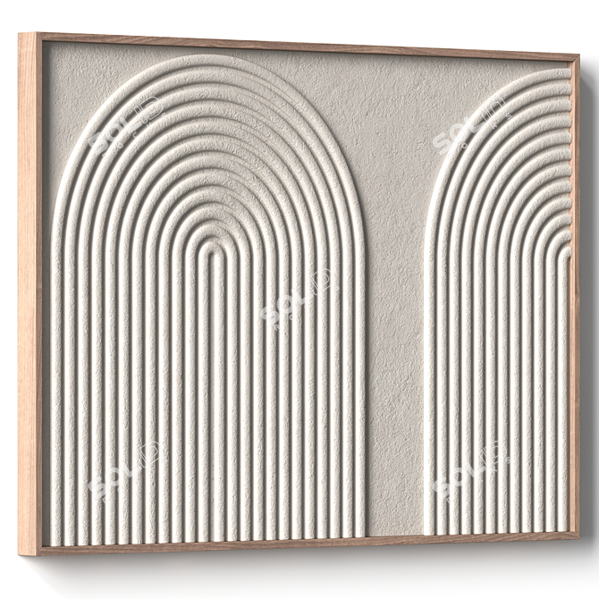 Textured Stone Relief Art Panel 3D model image 2