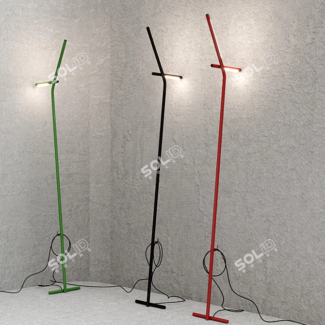 Sleek LED Metal Floor Lamp 3D model image 2