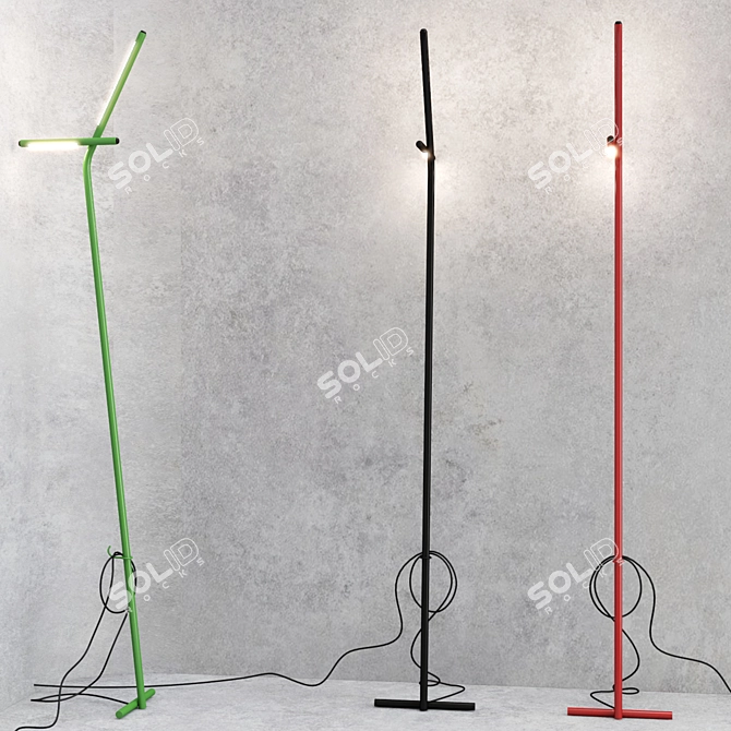 Sleek LED Metal Floor Lamp 3D model image 6