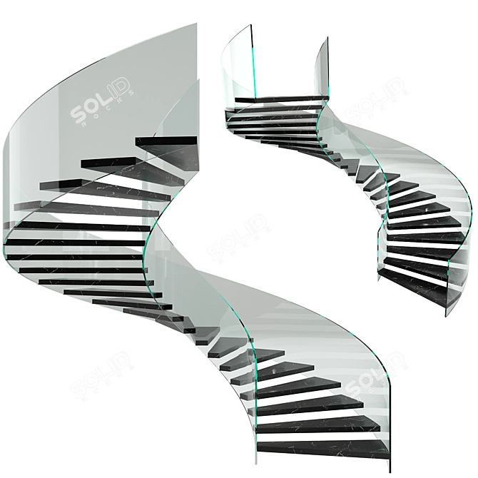 Sleek Spiral Staircase No24 3D model image 1