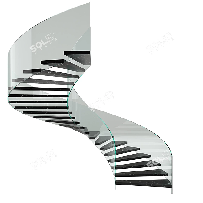 Sleek Spiral Staircase No24 3D model image 2