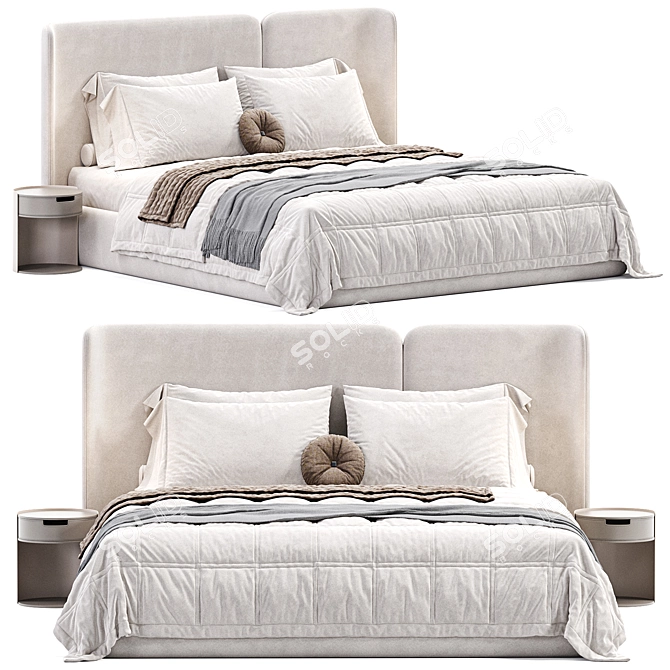 Elegant Lift-Up Storage Bed Frame 3D model image 2