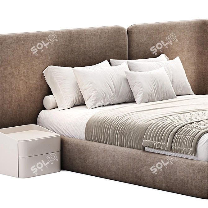 Elegant Lift-Up Storage Bed Frame 3D model image 3