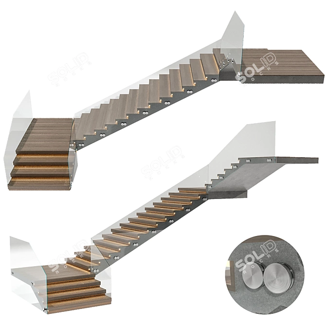 Contemporary 3D Stair Model (FBX) 3D model image 1