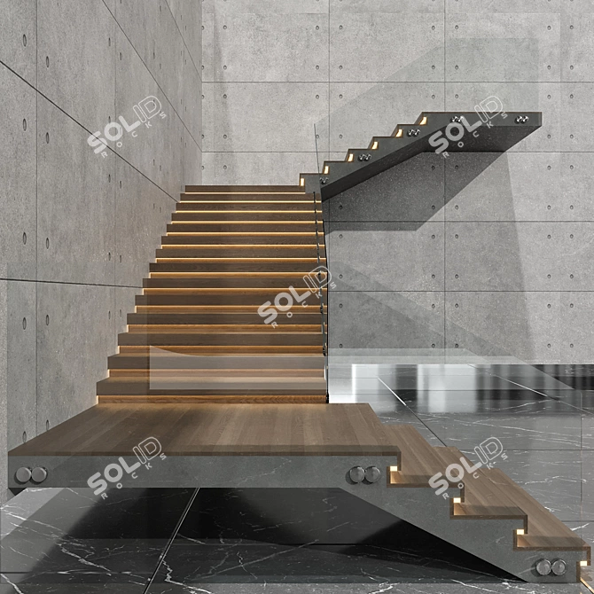 Contemporary 3D Stair Model (FBX) 3D model image 3