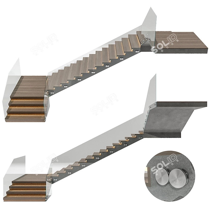 Contemporary 3D Stair Model (FBX) 3D model image 6