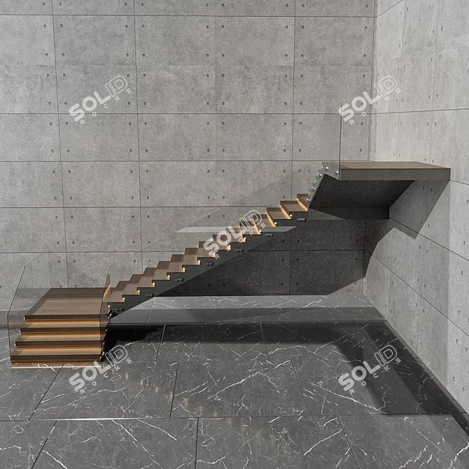 Contemporary 3D Stair Model (FBX) 3D model image 7