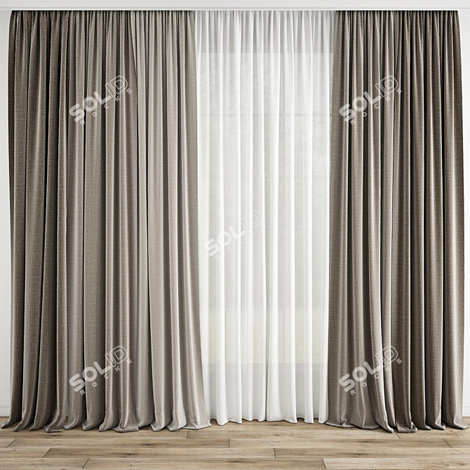 Poly Model Curtain Set 3D model image 1