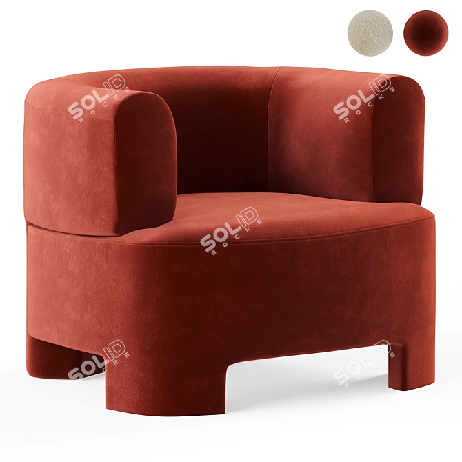 La Redoute Darrel Velvet Armchair 3D model image 1