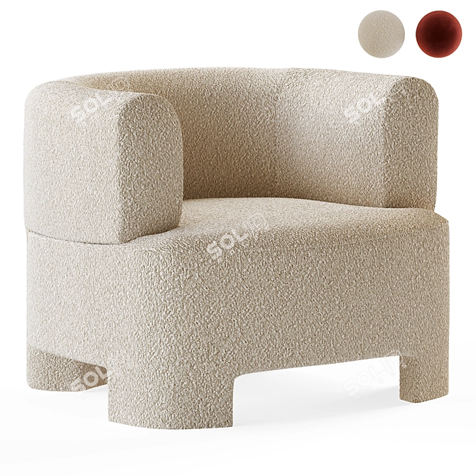 La Redoute Darrel Velvet Armchair 3D model image 2