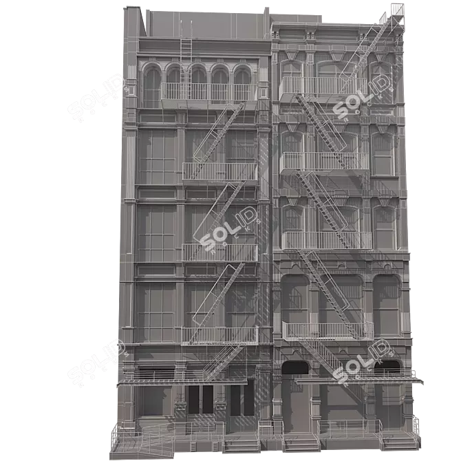 Classic Exterior Building Design 3D model image 5