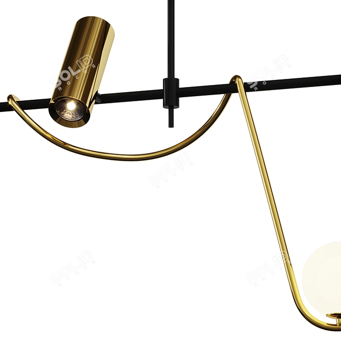 Sleek Modern Linear Island Chandelier 3D model image 2